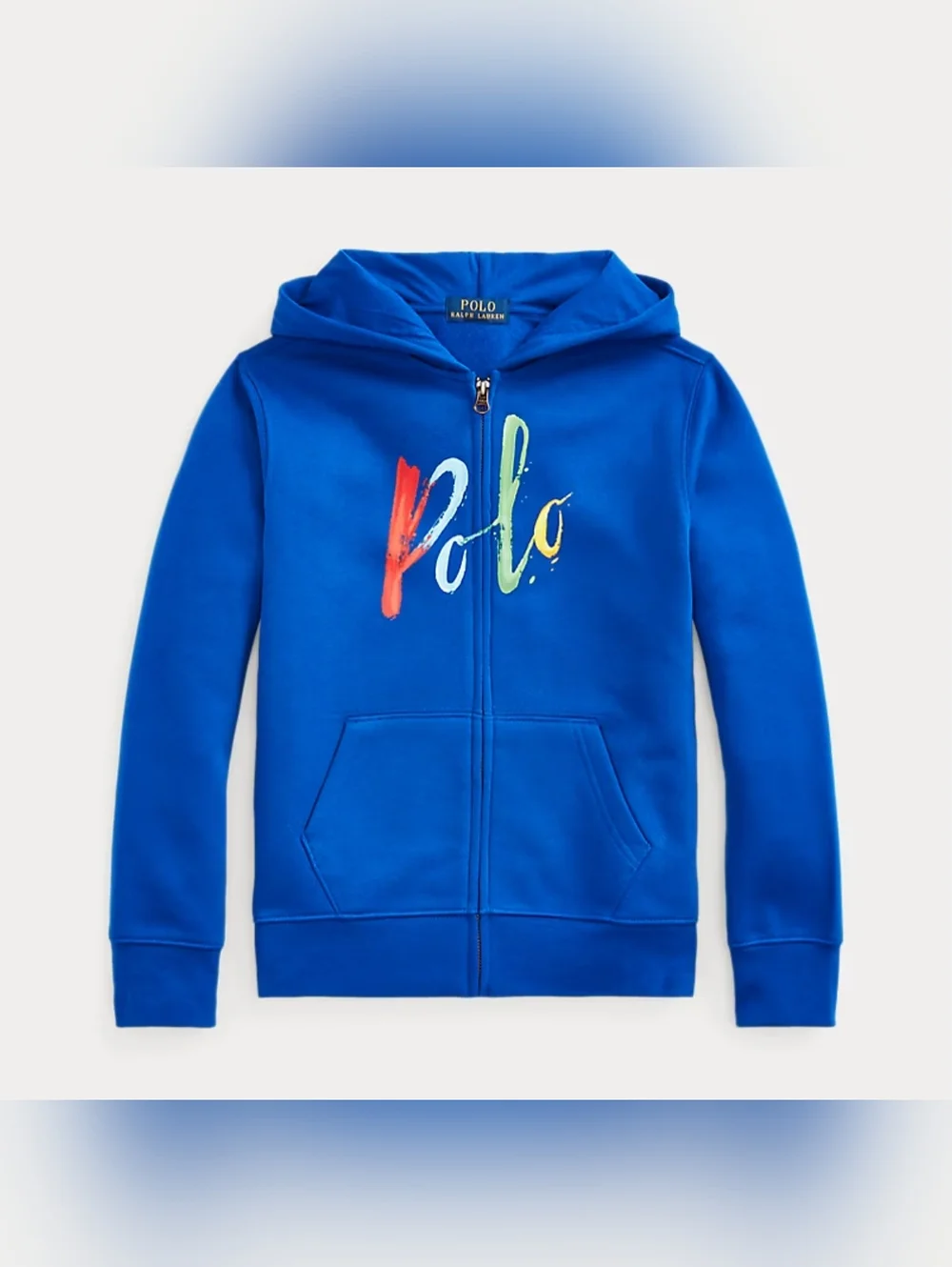 Polo Ralph Lauren Boy Youth 7 Blue Script Zip Up Hoodie